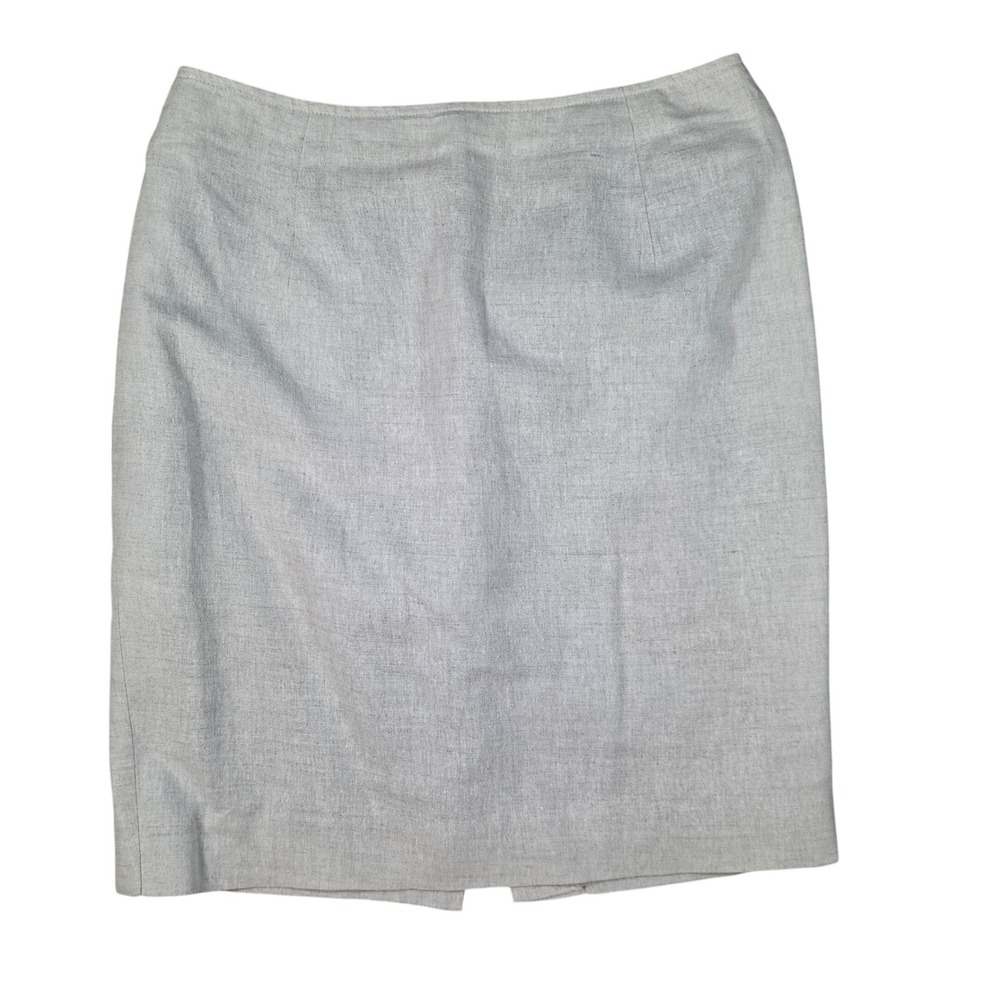 Moda International Linen Cotton Pencil Skirt Oatmeal Size 4 Professional Career